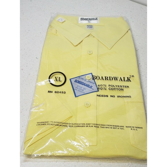 Boardwalk Active Sportswear Short Sleeve Shirt ~ Yellow~XL New in Package - Picture 1 of 6